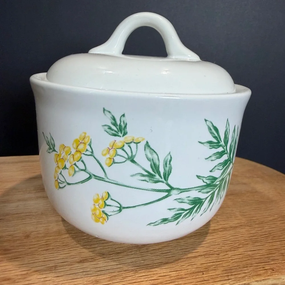 Corelle Coordinates Abundance Sugar Bowl with Lid Stoneware Floral Blue Yellow
